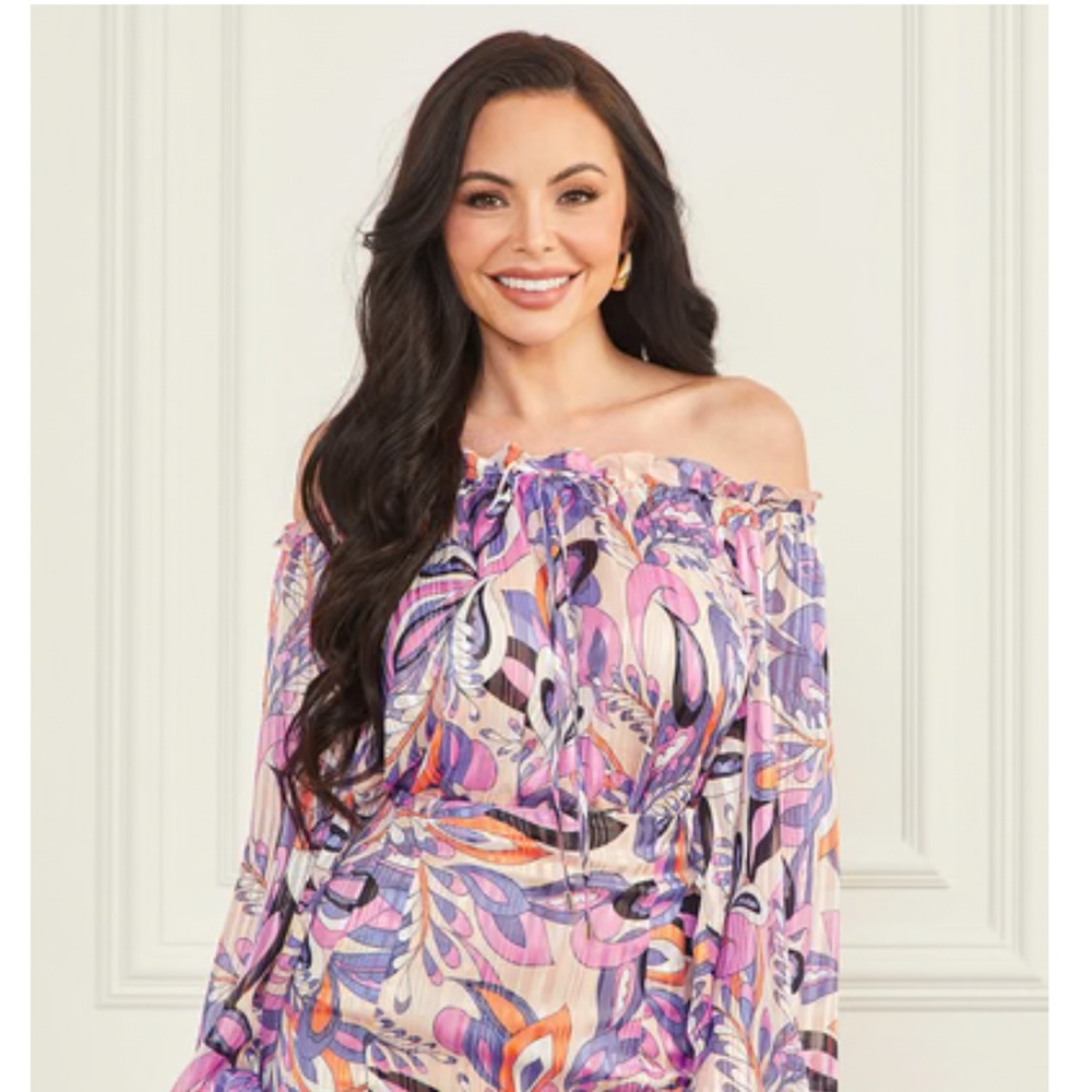 Marciano Off-Shoulder Paisley Print Top - Size L